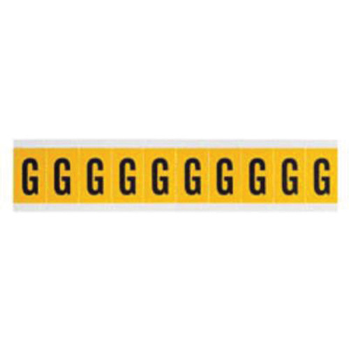 Individual Number and Letter Labels, G, 1" H, Black on Yellow - Brady 1530-G