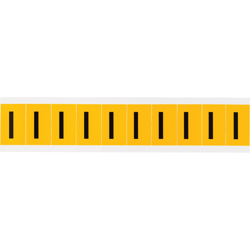 &eacute;tiquettes de lettres et chiffres individuels, I, 1" h, Noir sur jaune - Brady 1530-I