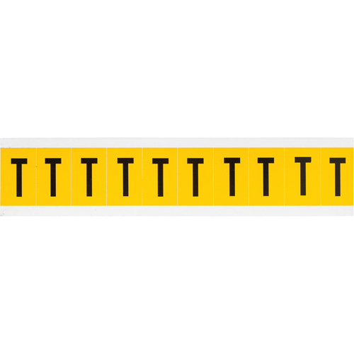 Individual Number & Letter Labels, T, 1" H, Black on Yellow - Brady 1530-T