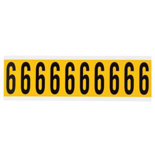 Individual Number and Letter Labels, 6, 2" H, Yellow on Black - Brady 1534-6