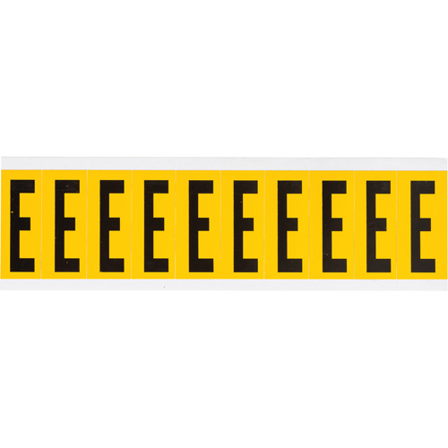 Individual Number and Letter Labels, E, 2" H, Black on Yellow - Brady 1534-E