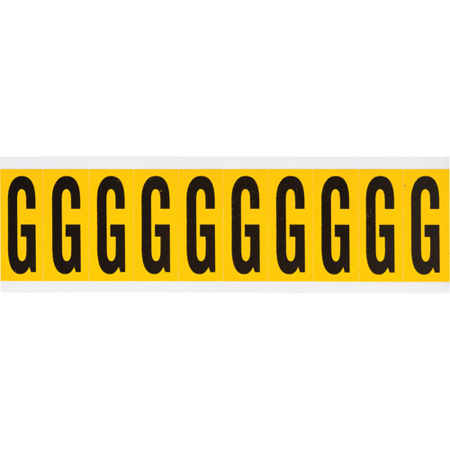 Individual Number and Letter Labels, G, 2" H, Black on Yellow - Brady 1534-G
