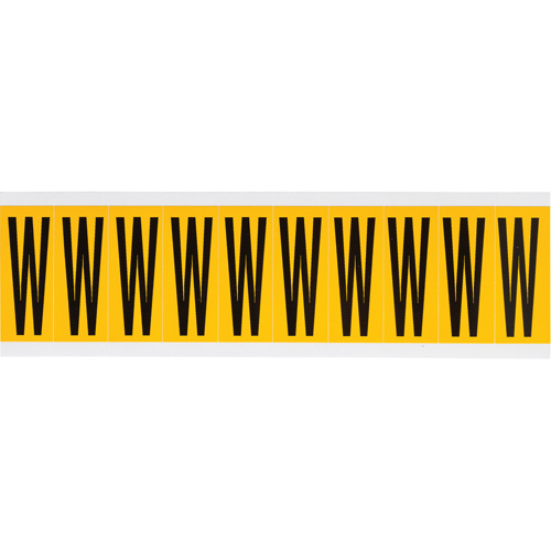 Individual Number & Letter Labels, W, 2" H, Black on Yellow - Brady 1534-W