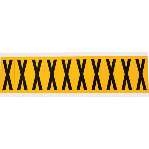 Individual Number & Letter Labels, X, 2" H, Black on Yellow - Brady 1534-X