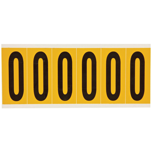 Individual Number and Letter Labels, 0, 3" H, Black on Yellow - Brady 1550-0