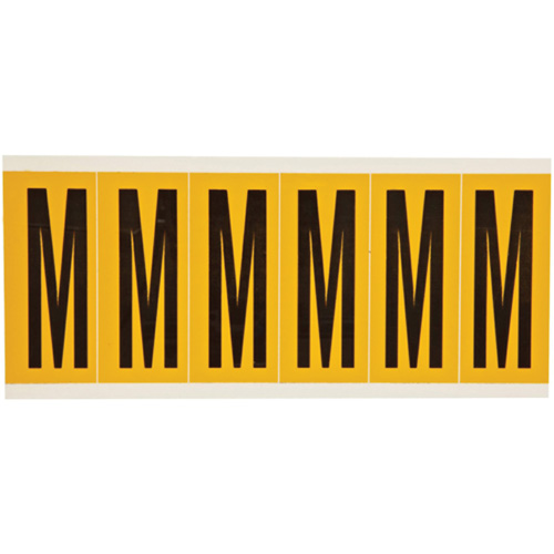 Individual Number & Letter Labels, M, 3" H, Black on Yellow - Brady 1550-M