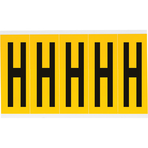 Individual Number and Letter Labels, H, 4" H, Black on Yellow - Brady 1560-H