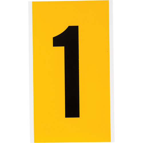 Individual Number and Letter Labels, 1, 6" H, Black on Yellow - Brady 1570-1