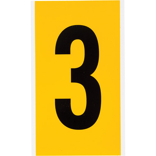 Individual Number and Letter Label, 3, 6" H, Black on Yellow - Brady 1570-3