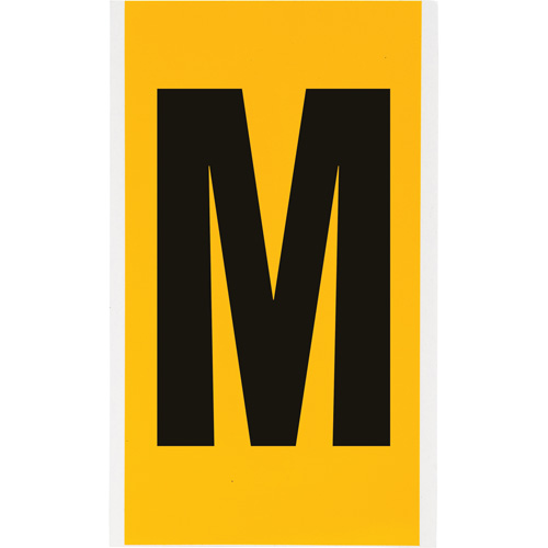Individual Number & Letter Labels, M, 6" H, Black on Yellow - Brady 1570-M