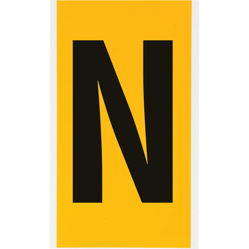 Individual Number & Letter Label, N, 6" H, Black on Yellow - Brady 1570-N