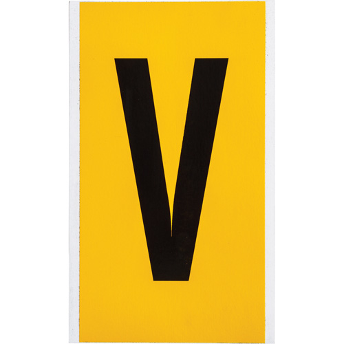 Individual Number & Letter Label, V, 6" H, Black on Yellow - Brady 1570-V