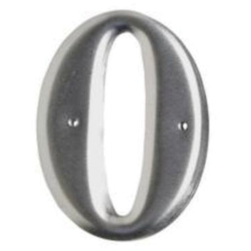 Aluminum Embossed Number and Letter Labels, 0, 3" H, Silver - Brady 1600-0