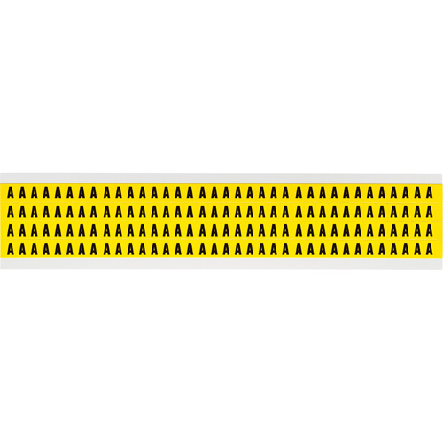&eacute;tiquettes de lettres et chiffres individuels repositionnables, A, 1/4" h, Noir sur jaune - Brady 3400-A