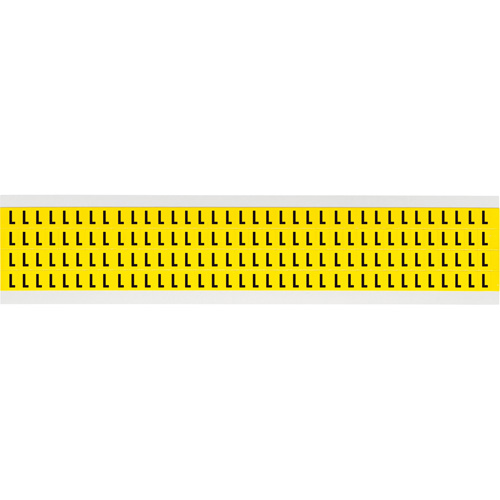 &eacute;tiquettes de lettres et chiffres individuels repositionnables, L, 1/4" h, Noir sur jaune - Brady 3400-L