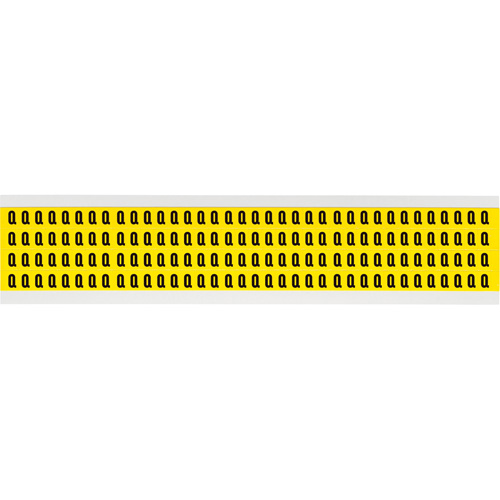 &eacute;tiquettes de lettres & chiffres individuels repositionnables, Q, 1/4" h, Noir sur jaune - Brady 3400-Q