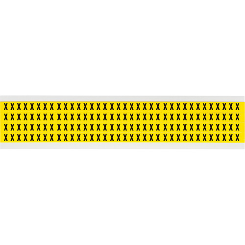 Repositionable Individual Number & Letter Labels, X, 1/4" H, Black on Yellow - Brady 3400-X