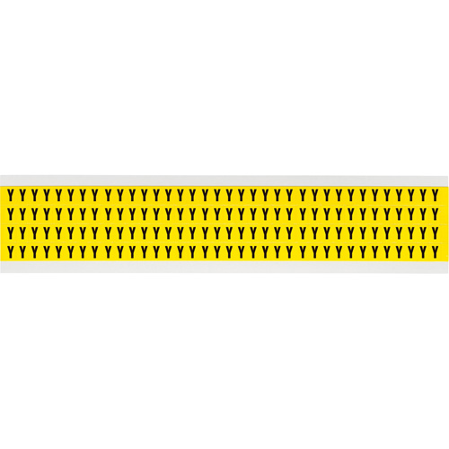 Repositionable Individual Number & Letter Labels, Y, 1/4" H, Black on Yellow - Brady 3400-Y