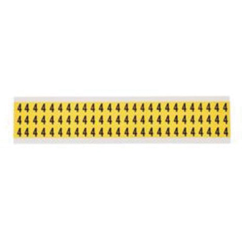 Repositionable Individual Number and Letter Labels, 4, 3/8" H, Black on Yellow - Brady 3410-4