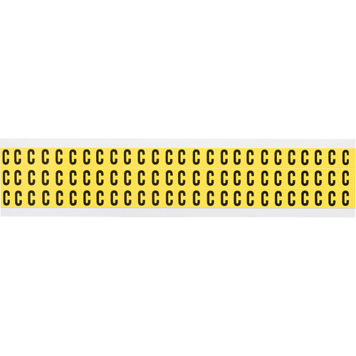 &eacute;tiquettes de lettres et chiffres individuels repositionnables, C, 3/8" h, Noir sur jaune - Brady 3410-C