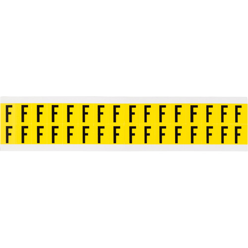 Repositionable Individual Number and Letter Labels, F, 5/8" H, Black on Yellow - Brady 3420-F