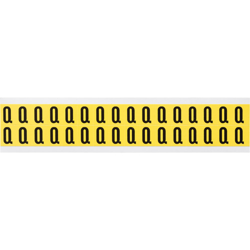 Repositionable Individual Number & Letter Labels, Q, 5/8" H, Black on Yellow - Brady 3420-Q