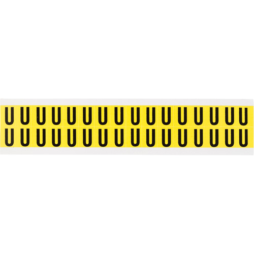 Repositionable Individual Number & Letter Labels, U, 5/8" H, Black on Yellow - Brady 3420-U