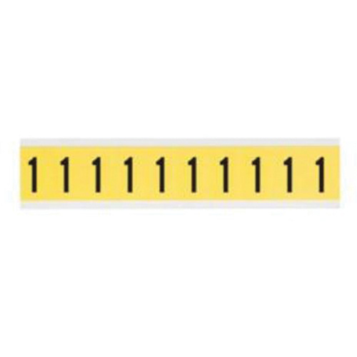 &eacute;tiquettes de lettres et chiffres individuels repositionnables, 1, 1" h, Noir sur jaune - Brady 3430-1