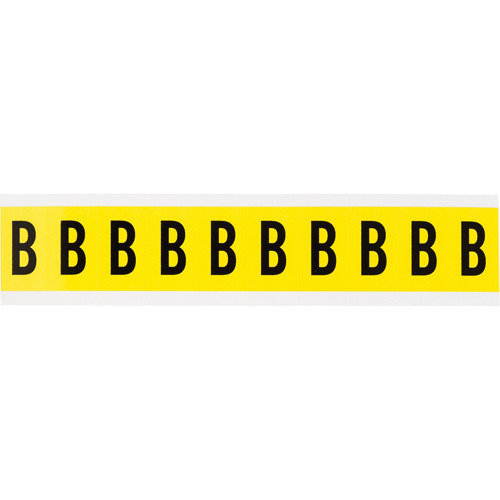 Repositionable Individual Number and Letter Labels, B, 1" H, Black on Yellow - Brady 3430-B