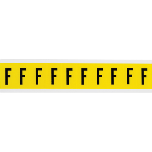 Repositionable Individual Number and Letter Labels, F, 1" H, Black on Yellow - Brady 3430-F