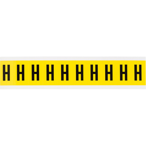 Repositionable Individual Number and Letter Labels, H, 1" H, Black on Yellow - Brady 3430-H