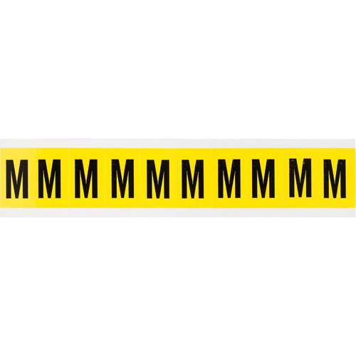 Repositionable Individual Number & Letter Labels, M, 1" H, Black on Yellow - Brady 3430-M