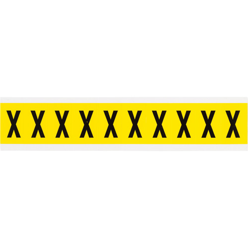 &eacute;tiquettes de lettres & chiffres individuels repositionnables, X, 1" h, Noir sur jaune - Brady 3430-X