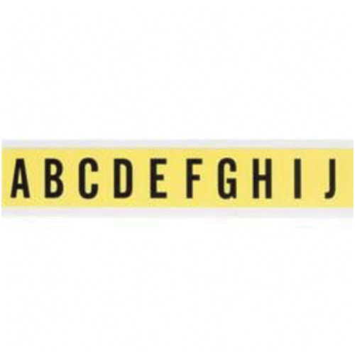 &eacute;tiquettes de lettres et chiffres individuels repositionnables, A/B/C/D/E/F/G/H/I/J, 1" h, Noir sur jaune - Brady 34340