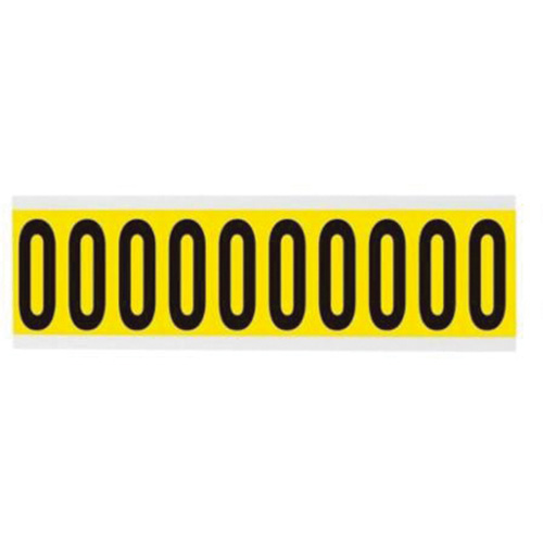 Repositionable Individual Number and Letter Labels, 0, 2" H, Black on Yellow - Brady 3440-0