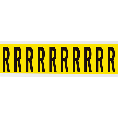Repositionable Individual Number & Letter Labels, R, 2" H, Black on Yellow - Brady 3440-R