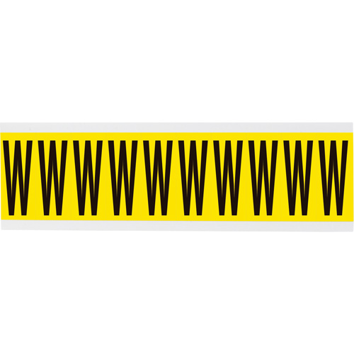 Repositionable Individual Number & Letter Labels, W, 2" H, Black on Yellow - Brady 3440-W
