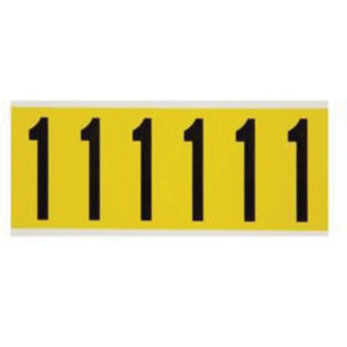 &eacute;tiquettes de lettres et chiffres individuels repositionnables, 1, 3" h, Noir sur jaune - Brady 3450-1