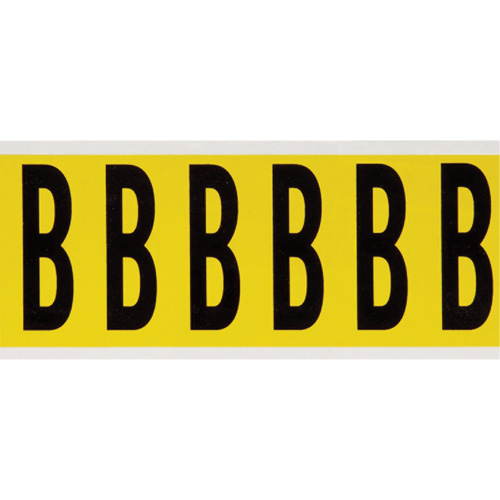&eacute;tiquettes de lettres et chiffres individuels repositionnables, B, 3" h, Noir sur jaune - Brady 3450-B