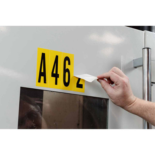 Repositionable Individual Number & Letter Labels, Blank, 3" H, Yellow - Brady 3450-BLANK