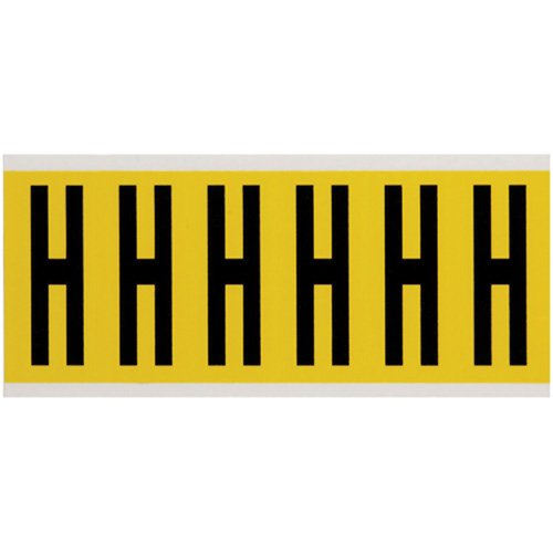 &eacute;tiquettes de lettres et chiffres individuels repositionnables, H, 3" h, Noir sur jaune - Brady 3450-H