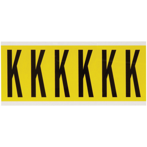 Repositionable Individual Number and Letter Labels, K, 3" H, Black on Yellow - Brady 3450-K