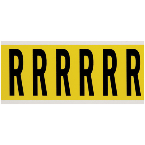 Repositionable Individual Number & Letter Labels, R, 3" H, Black on Yellow - Brady 3450-R