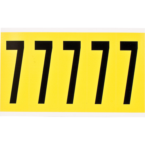 Repositionable Individual Number and Letter Label, 7, 4" H, Black on Yellow - Brady 3460-7