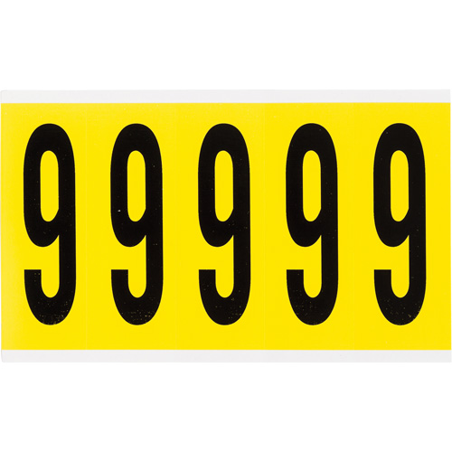 &eacute;tiquettes de lettres et chiffres individuels repositionnables, 9, 4" h, Noir sur jaune - Brady 3460-9
