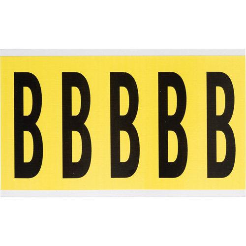 &eacute;tiquettes de lettres et chiffres individuels repositionnables, B, 4" h, Noir sur jaune - Brady 3460-B