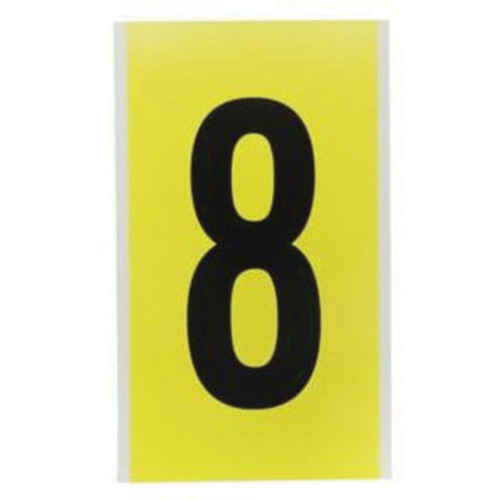 Repositionable Individual Number and Letter Label, 8, 6" H, Black on Yellow - Brady 3470-8