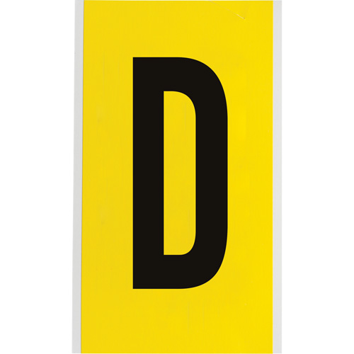 &eacute;tiquettes de lettres et chiffres individuels repositionnables, D, 6" h, Noir sur jaune - Brady 3470-D