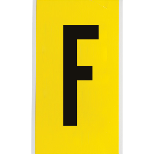 Repositionable Individual Number and Letter Label, F, 6" H, Black on Yellow - Brady 3470-F