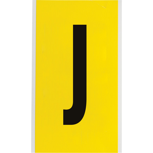 Repositionable Individual Number and Letter Label, J, 6" H, Black on Yellow - Brady 3470-J